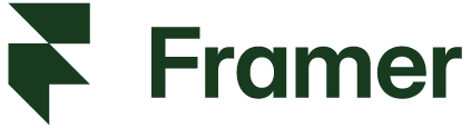 Dunkelgrünes Framer Logo – Symbol für modernes No-Code Webdesign und High-Speed-Webseiten.