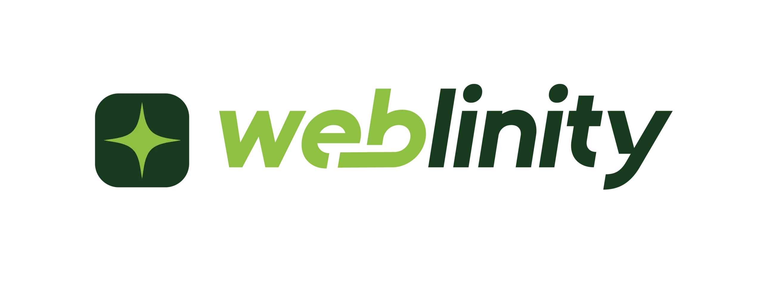 Logo der Webagentur Weblinity aus Münster – Grünes Icon mit Stern und Schriftzug für Webdesign & SEO.